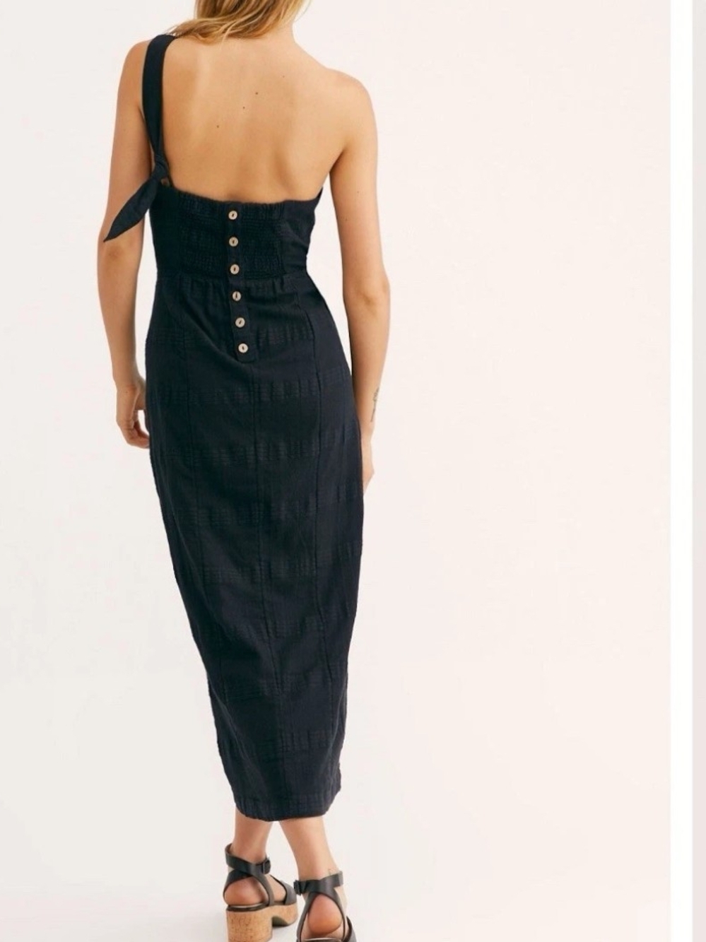 Free People One-Shoulder Black Wrap Dress with Side Tie - Picture 9 of 9